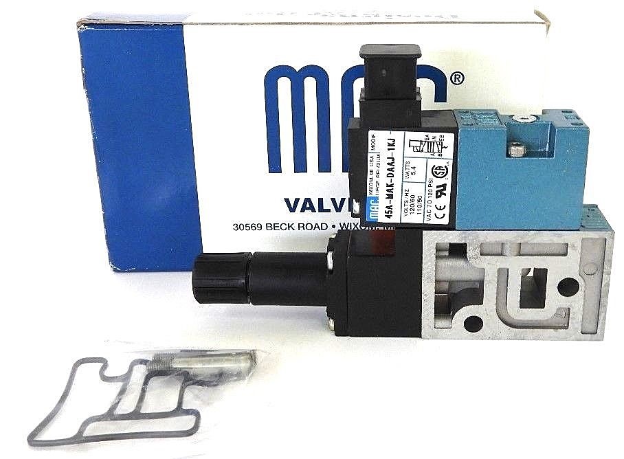 NIB MAC 45A-MAK-DAAJ-1KJ SOLENOID VALVE 110/120V, 50/60HZ, 5.4W, 120PSI