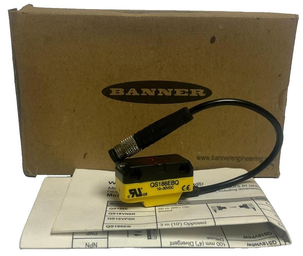 BANNER QS186EBQ Photoelectric Sensor Diffuse Mode 18mm Barrel 6" Range M12 NPN