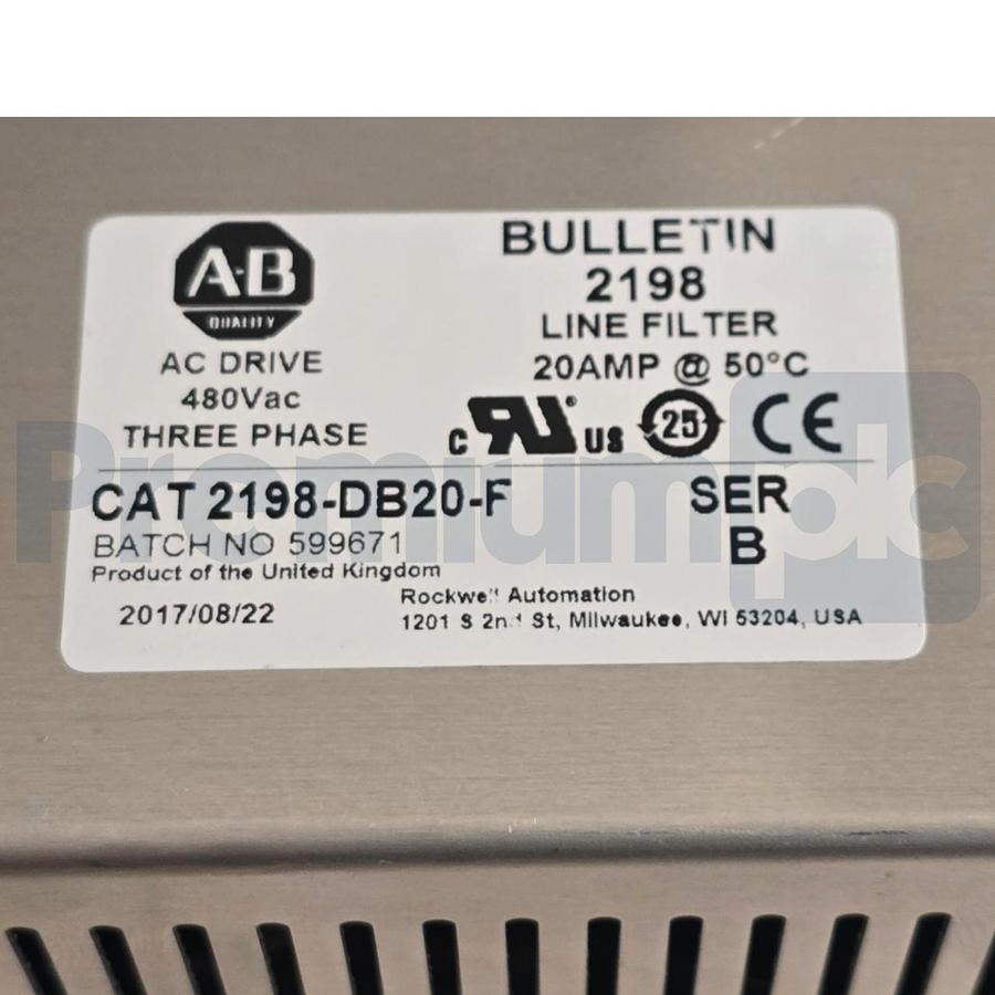 Used Allen-Bradley 2198-DB20-F /B Kinetix 5500 AC EMC Line Filter 20A 3-Ph 2198DB20F