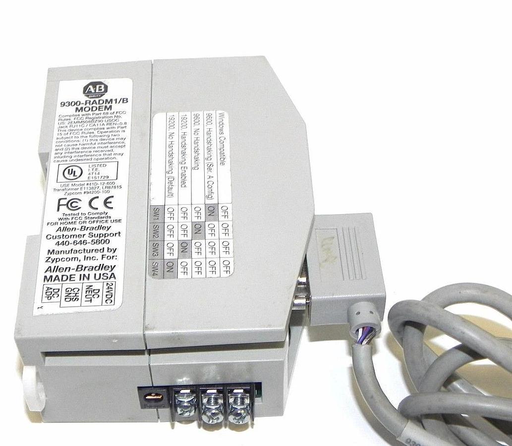 Used ALLEN BRADLEY 9300-RADM1/B REMOTE ACCESS DIAL-IN MODEM 9300-RADM1, W/ CABLE