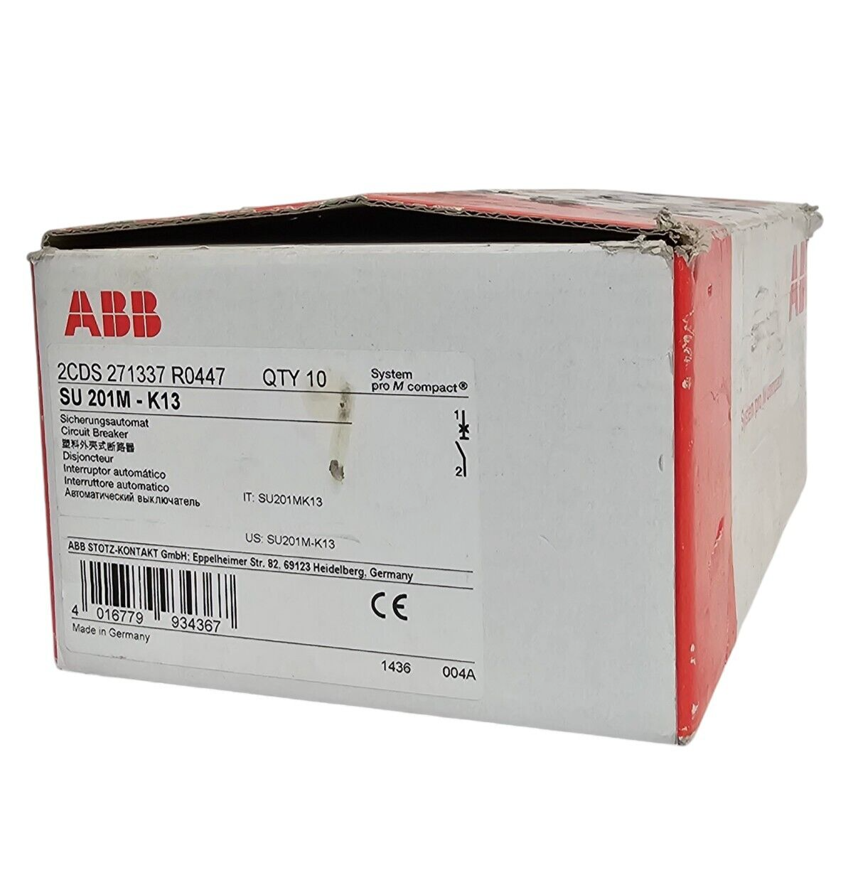 Used BOX OF 2 NEW ABB 2CDS271337R0447 CIRCUIT BREAKERS SU 201M - K13