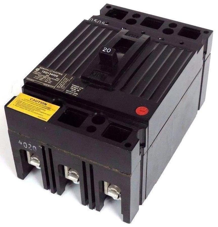 NIB GENERAL ELECTRIC TED134020WL CIRCUIT BREAKER 480VAC 20A 40C TED134020