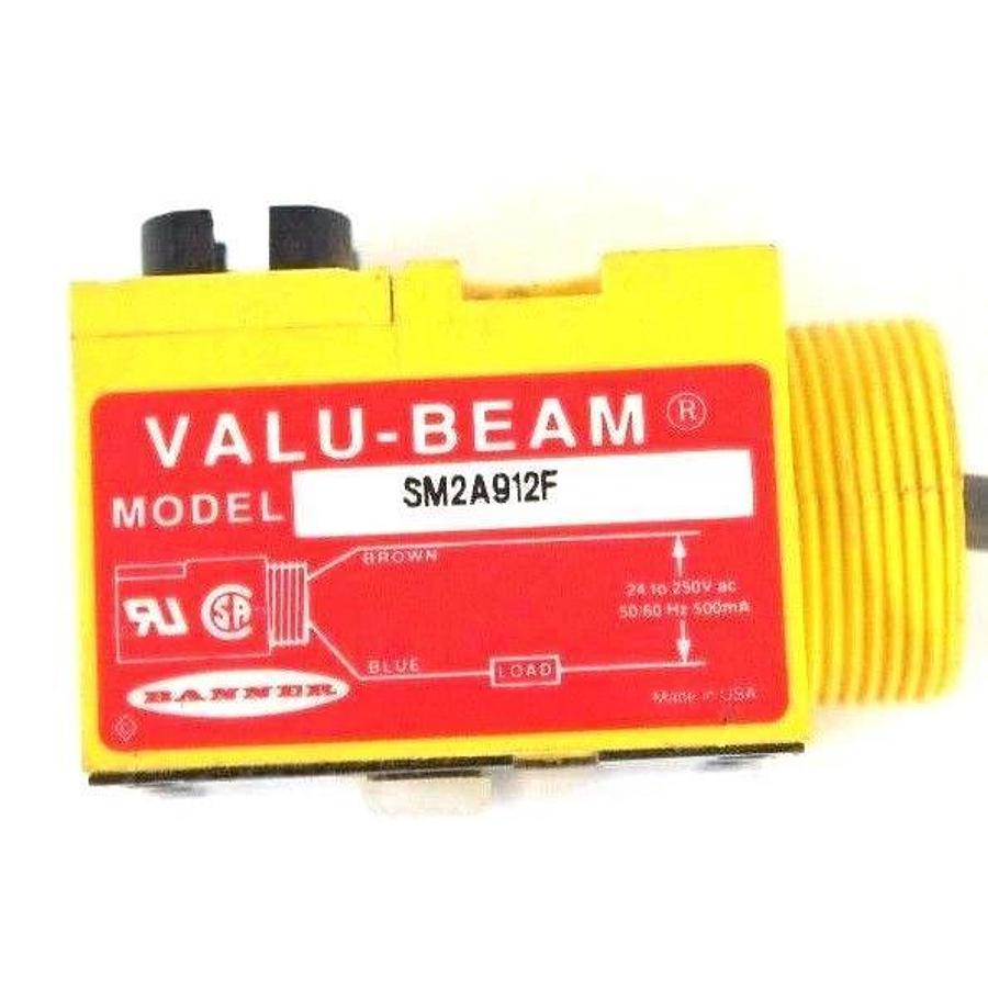 Used BANNER SM2A912F VALUE BEAM GLASS FIBER OPTIC SCANNER 24-250VAC 50/60HZ 20" CORD