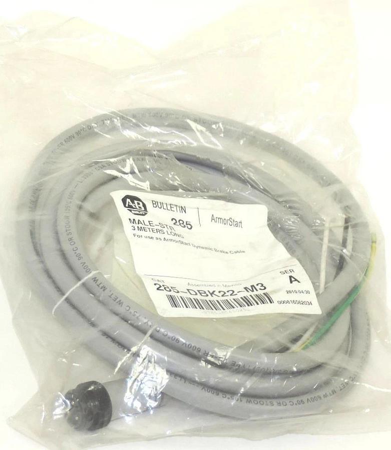 Used NEW ALLEN BRADLEY 285-DBK22-M3 MALE-STR 3-METERS ARMORSTART 285DBK22M3, SER. A