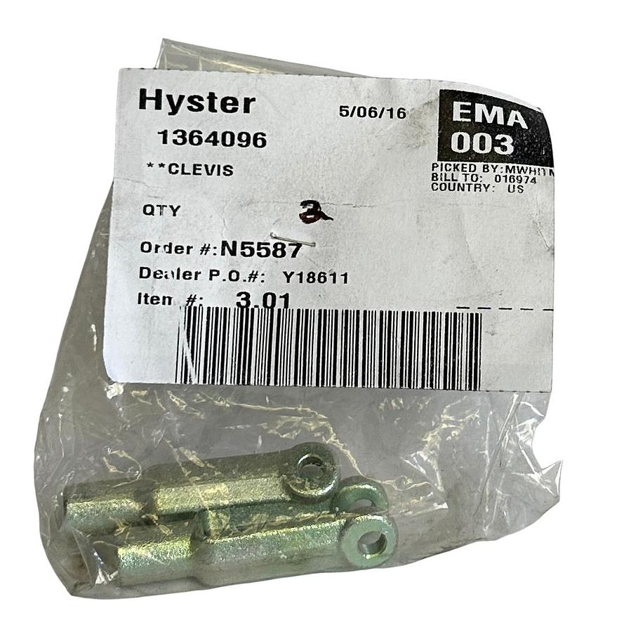 Used 2 NEW HYSTER 1364096 / HY1364096 OEM ROD END CLEVISES FOR FORKLIFT