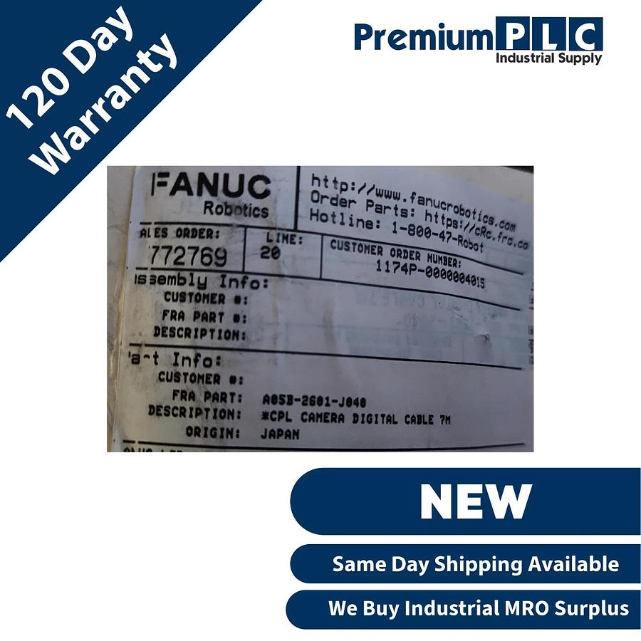 NEW FANUC ROBOTICS A05B-2601-J040 / A05B2601J040 *CPL CAMERA DIGITAL CABLE 7M