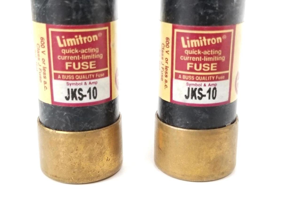 Used LOT OF 2 BUSSMANN / LIMITRON JKS-10 QUICK ACTING FUSES HRCI-J 600V JKS10