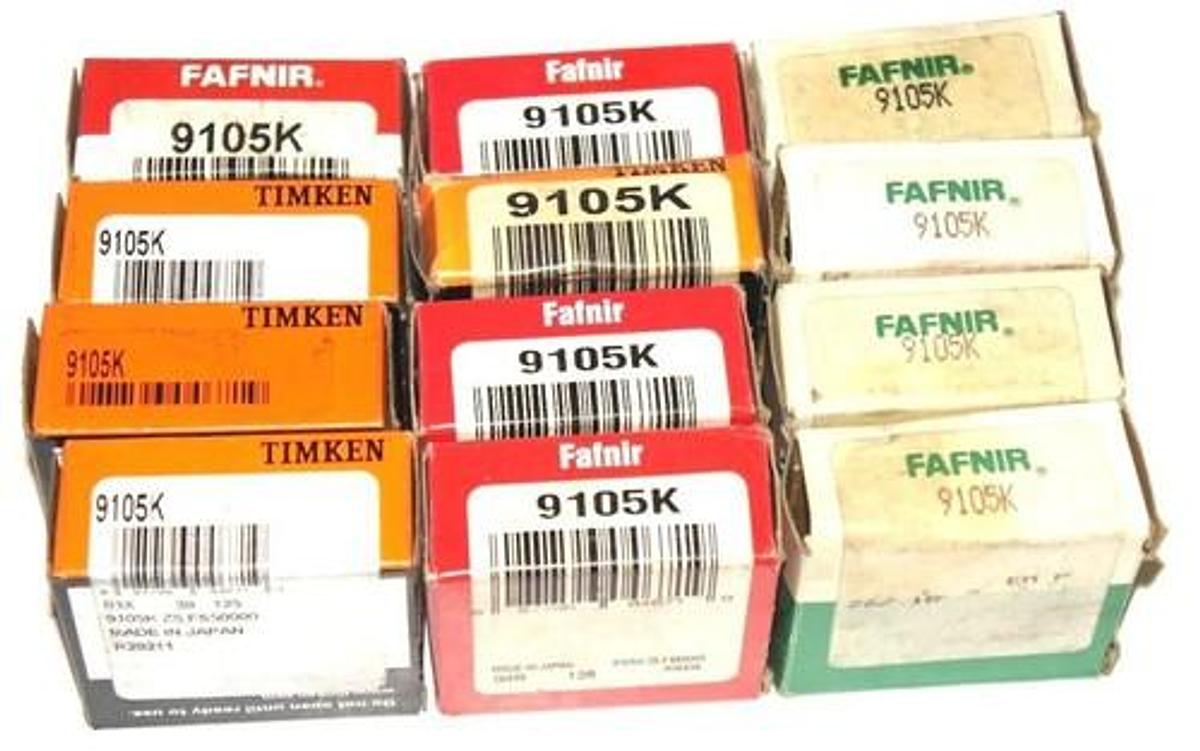 LOT OF 12 NEW TIMKEN FAFNIR 9105K RADIAL BALL BEARINGS