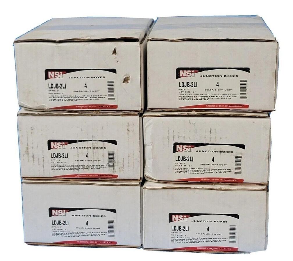Used LOT OF 24 NEW NSI LDJB-2LI JUNCTION BOXES COLOR: LIGHT IVORY DEPTH: 2''