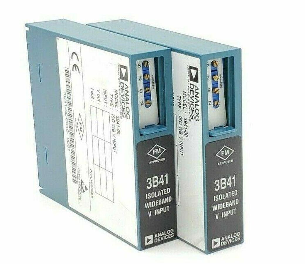 Used LOT OF 2 ANALOG DEVICES 3B41-00 ISOLATED WIDEBAND V INPUT MODULES 3B4100