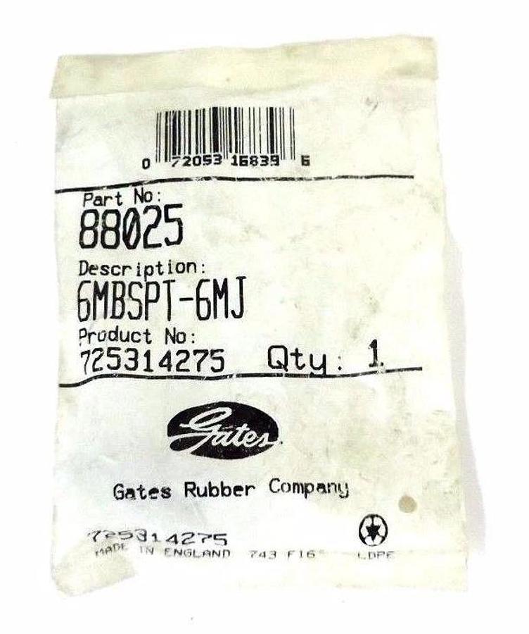 Used NEW GATES P/N 88025 ADAPTER FITTING 6MBSPT-6MJ