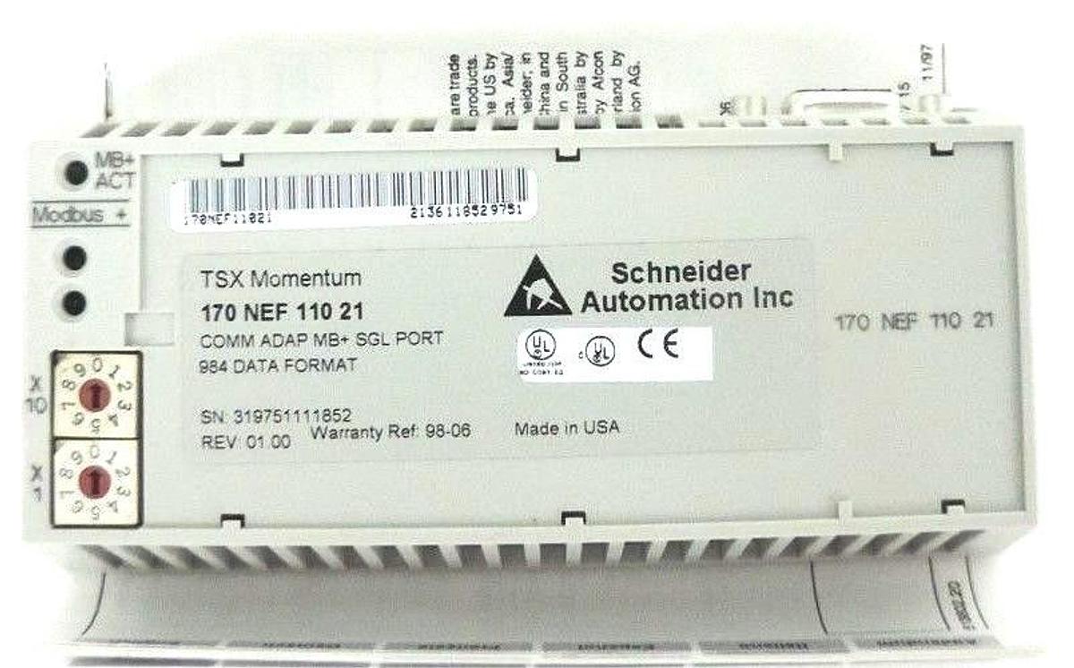 Used NIB SCHNEIDER MODICON 170NEF11021 COMM ADAP MB+ SGL PORT 984 DATA FORMAT