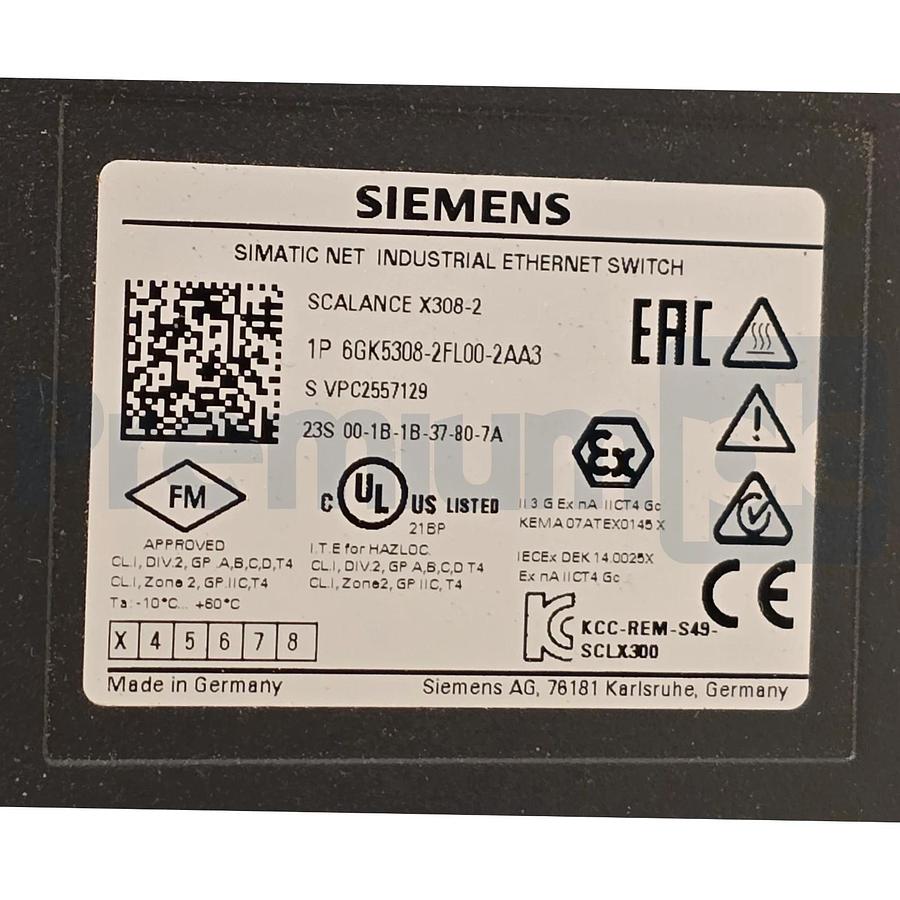 Siemens 6GK5308-2FL00-2AA3 SCALANCE X308-2 Managed IE Switch 10-Port 1GB MM NUPI