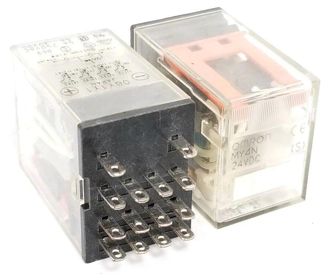 Used LOT OF 2 OMRON MY4N-24VDC RELAYS 5A 250VAC 5A 30VDC MY4N