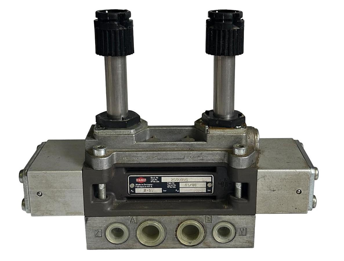 Used NEW HERION TECHNOMATIC 2550805 DOUBLE SOLENOID VALVE 2-10BAR NOS 0566 249