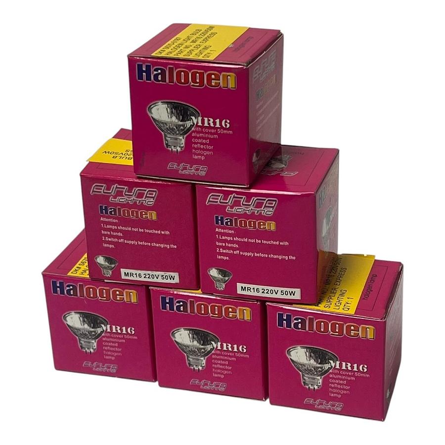 Lot of 6 Futura Lighting MR16 220V 50W Halogen Light Bulb New Surplus In Box