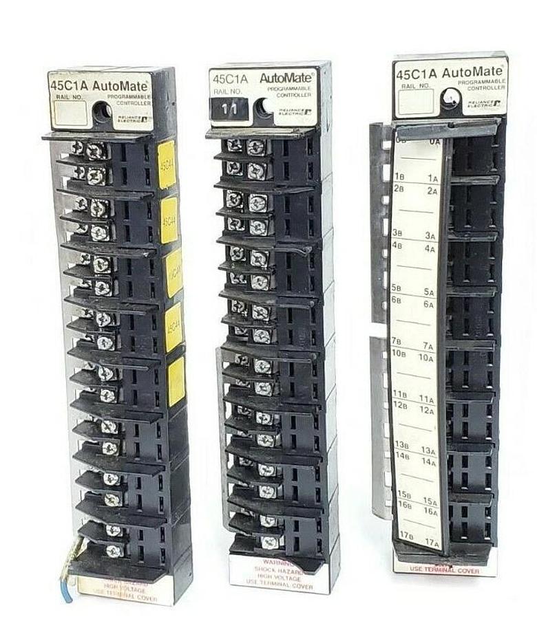 Used LOT OF 3 RELIANCE ELECTRIC 45C1A AUTOMATE I/O RAILS 802802-2 15097 10A 250V