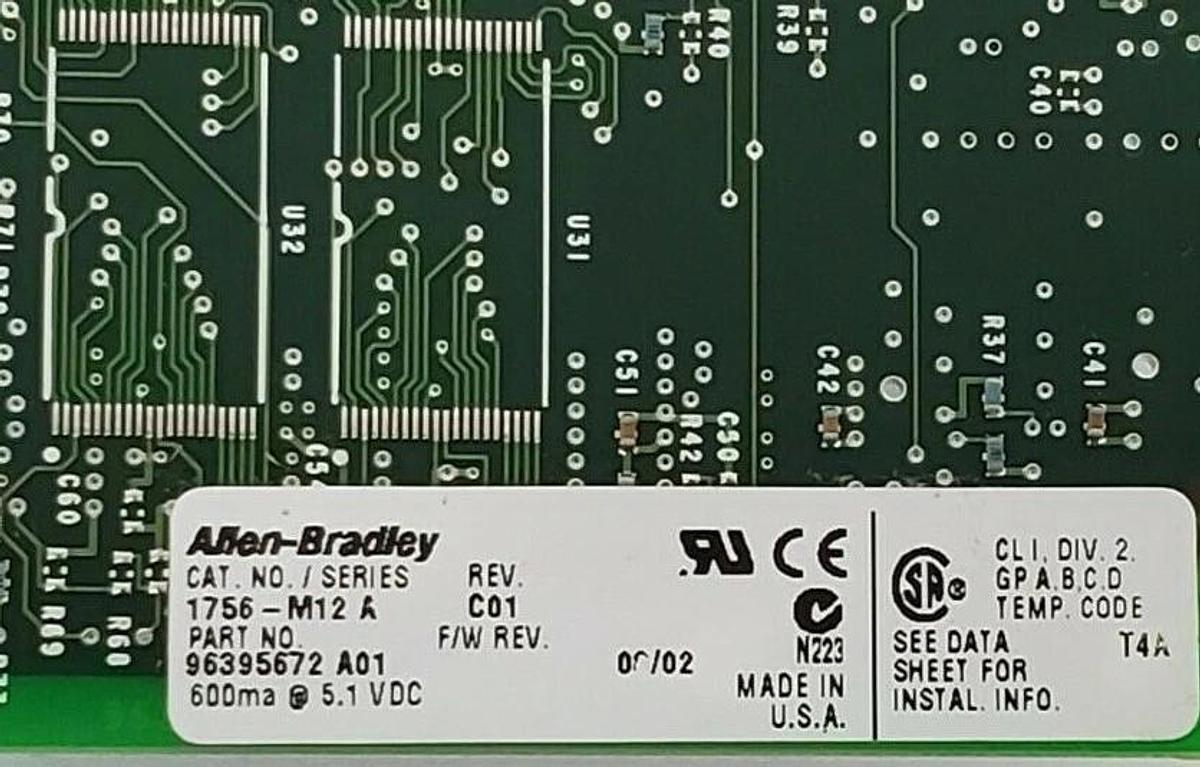 Used ALLEN BRADLEY 1756-M12 EXPANSION MEMORY MODULE REV. C01 96395672 A01