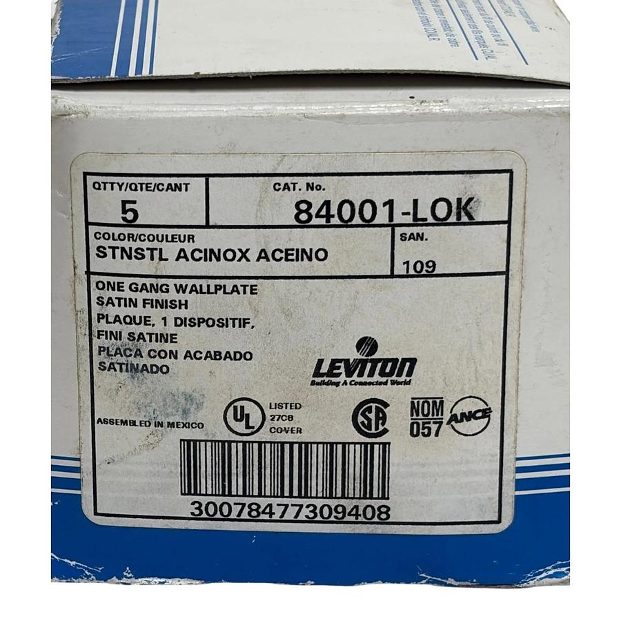 Lot of 4 Leviton 84001-LOK 1-Gang Lockout Toggle Wallplate Stainless Steel New