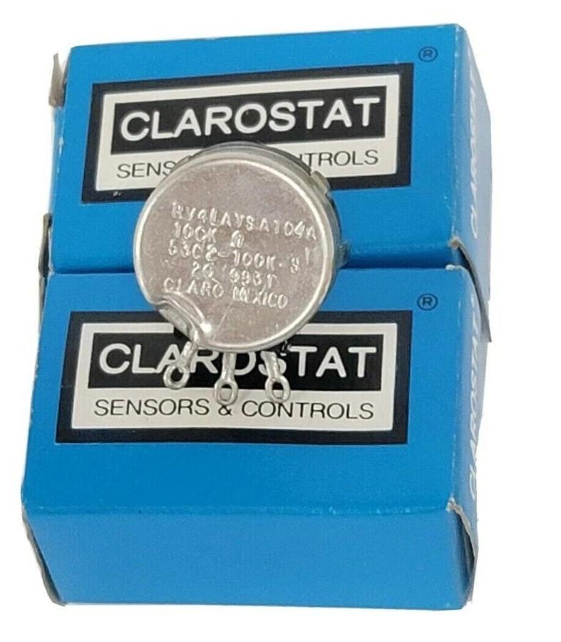 Used LOT OF 2 NIB CLAROSTAT RV4LAYSA104A POTENTIOMETERS 53C2-100K-S