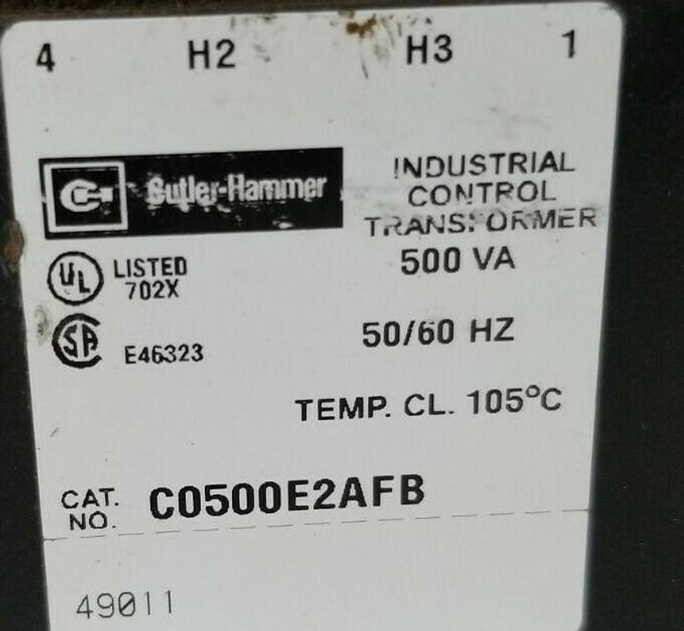 Used CUTLER HAMMER C0500E2AFB CONTROL TRANSFORMER 500VA 50/60HZ B500-2168-8