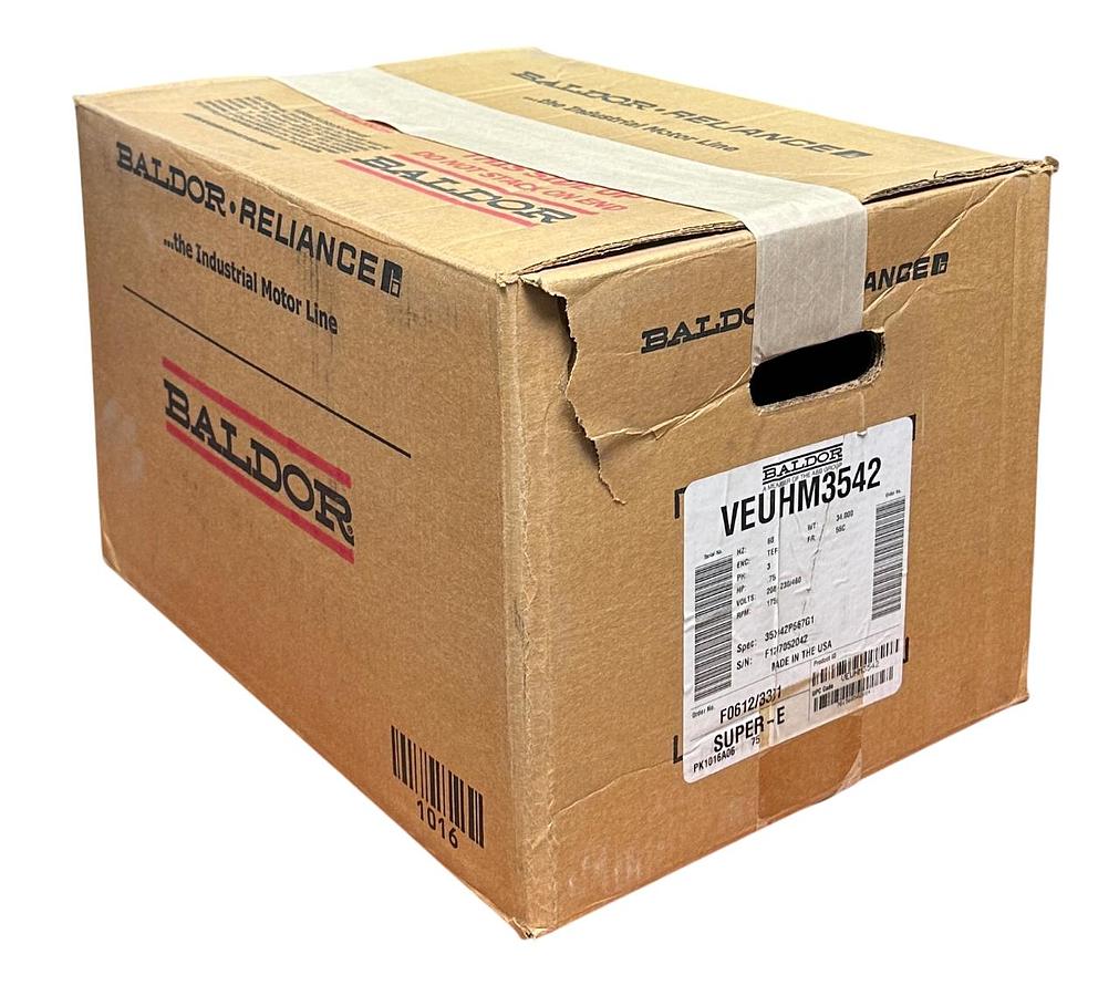 Used BALDOR RELIANCE VEUHM3542 / 35X042P667G1 SUPER-E INDUSTRIAL MOTOR .75HP NSMP