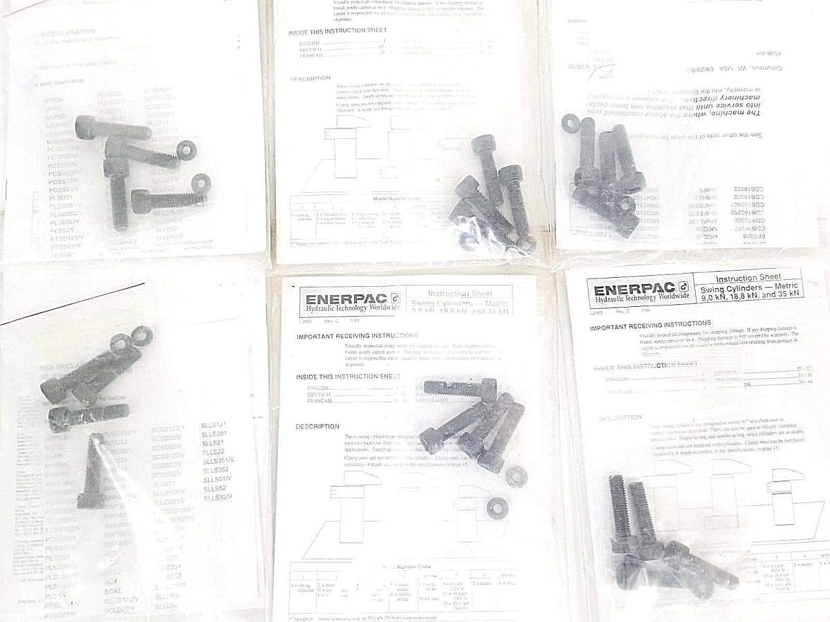 Used LOT OF 6 NEW ENERPAC INSTRUCTION SHEET SWING CYLINDERS METRIC HARDWARE KITS