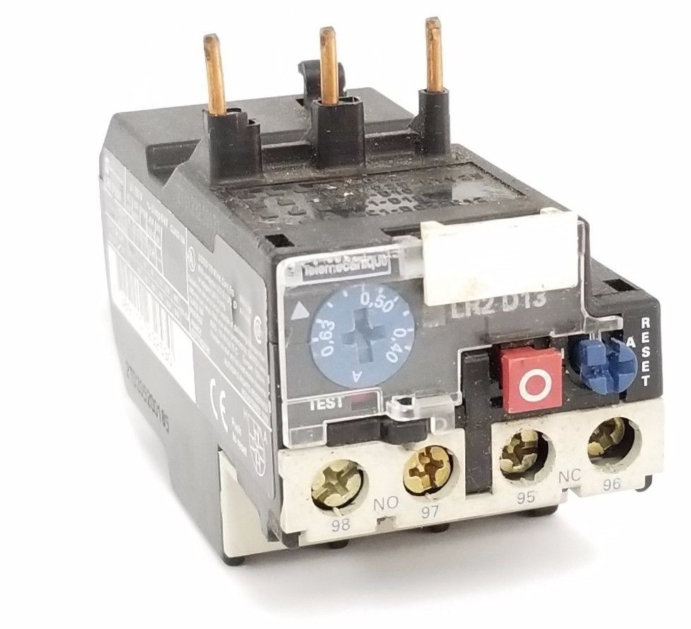 Used TELEMECANIQUE LR2-D1304 OVERLOAD RELAY BIMETALLIC 0.4-0.63AMP, 3P, 600VAC
