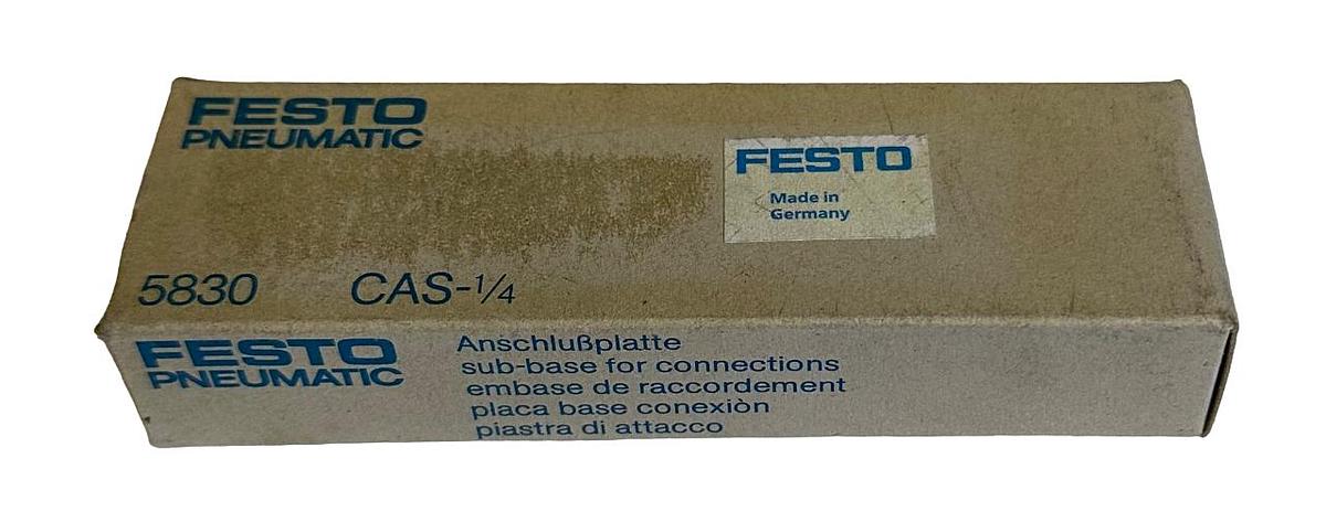 Used NEW FESTO CAS-1/4 / CAS14 PLUG-IN SUB BASE (THREADED PORTS) 5830