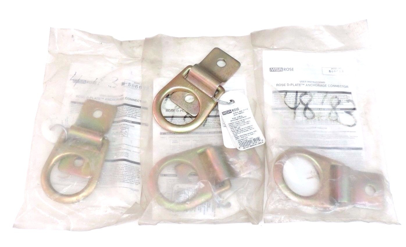 Used LOT OF 4 NEW MSA 506632 D-PLATE ANCHORAGE CONNECTORS