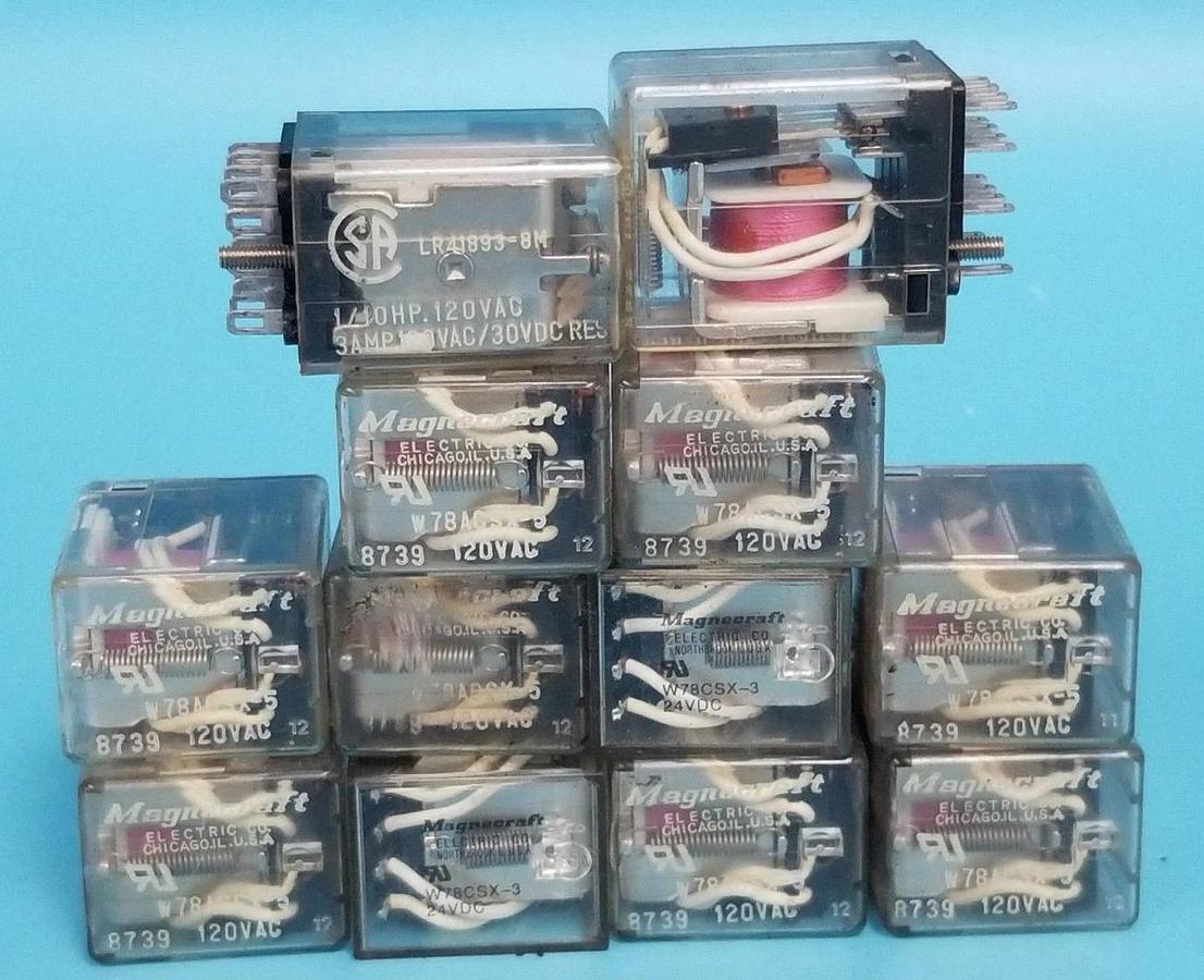 Used LOT OF 12 MAGNECRAFT ELECTRIC W78ACSX-5 RELAYS W78ACSX5, 3A, 120V