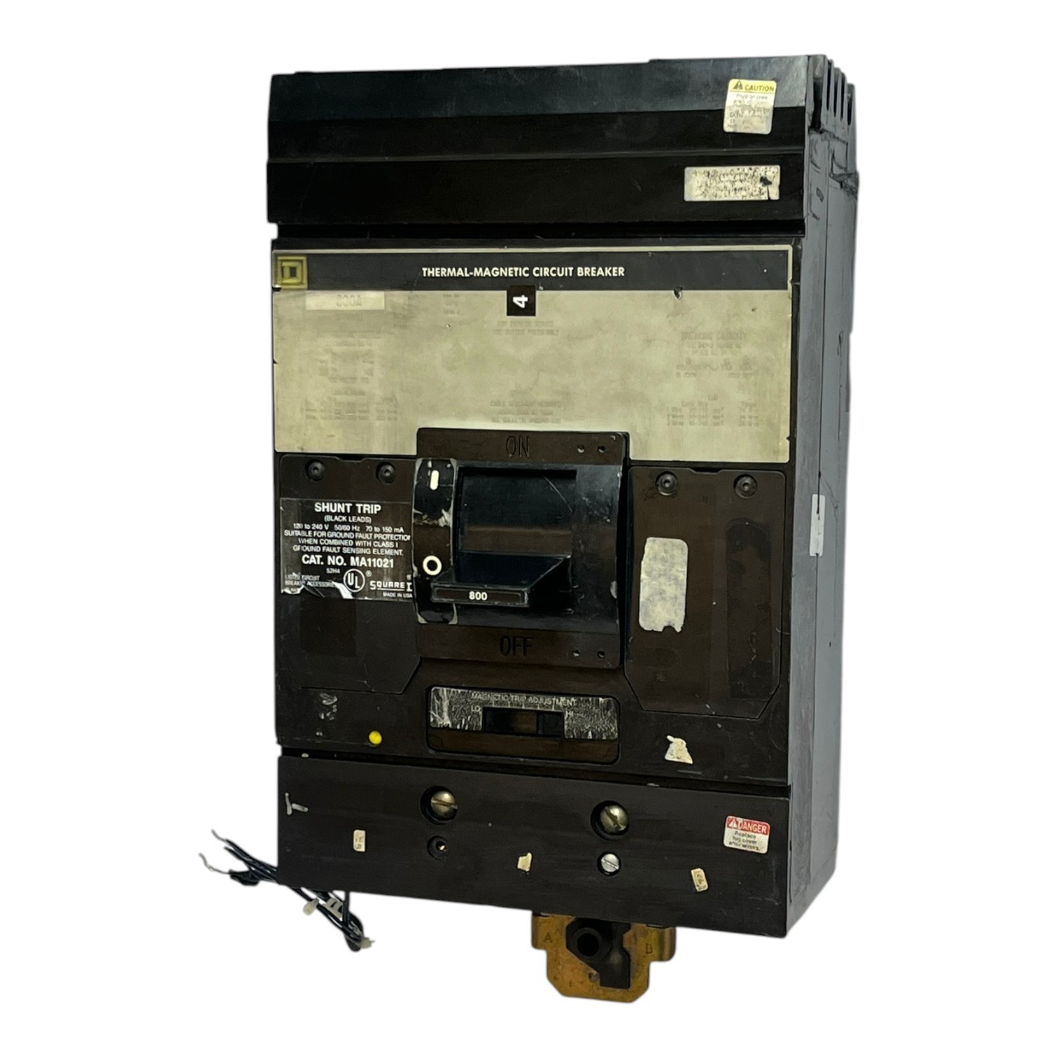 Used Square D MH36800 Circuit Breaker 3P 800A 600V w/ MA11021 Shunt Trip
