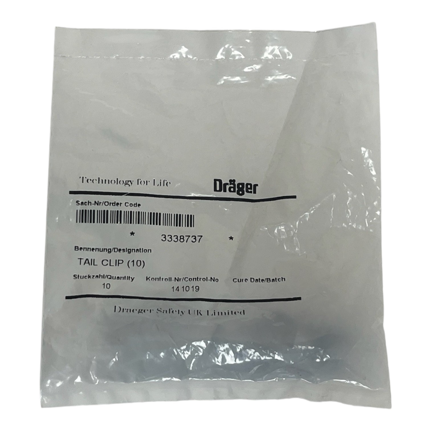 Lot of 10 Dräger 3338737 Tail Clip for Plus LDV SCBA  New Surplus Factory Sealed