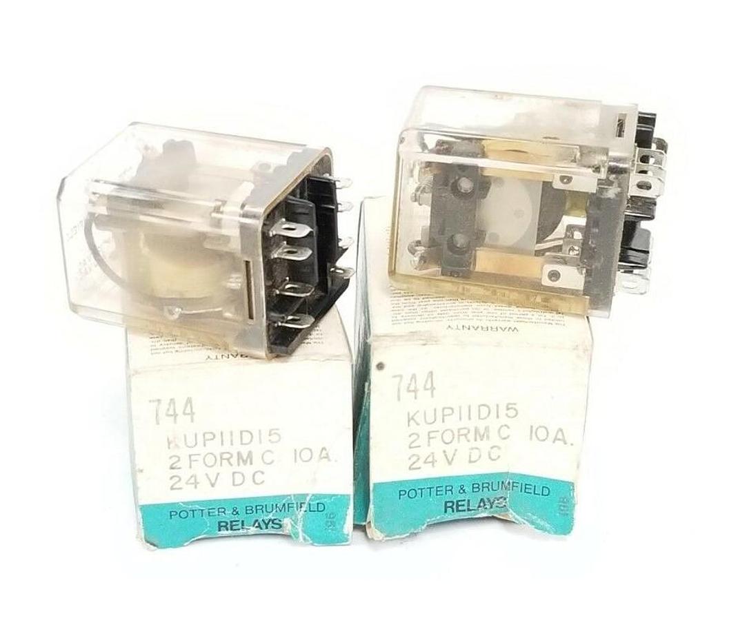 Used LOT OF 2 POTTER & BRUMFIELD KUP-11D15-24 RELAYS 24VDC, KUP11D1524 (IN BOX)
