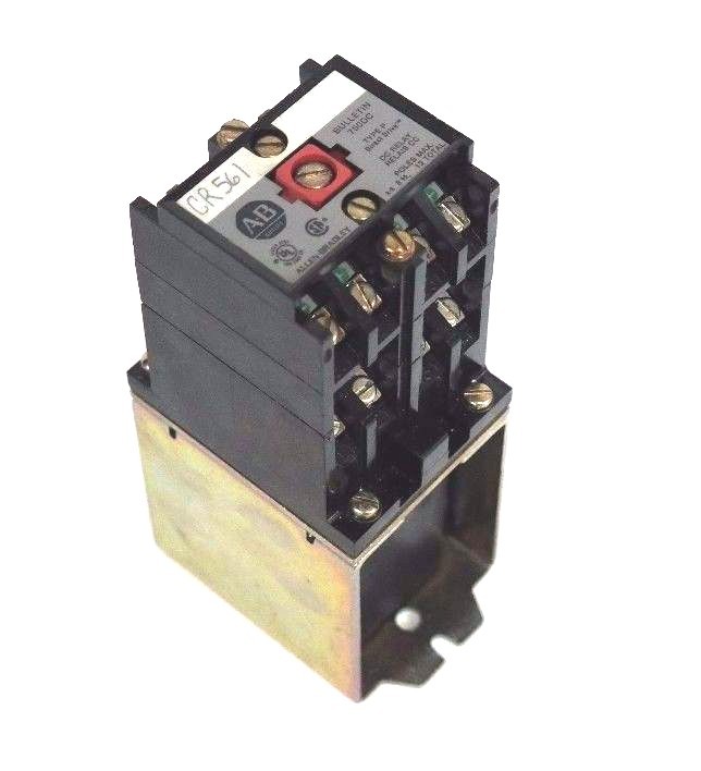 Used ALLEN BRADLEY 700DC-P400Z24 CONTROL RELAY SER. A, TYPE P W/ 700-PB40 ADDER DECK
