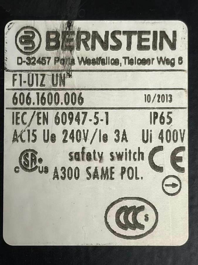 New Bernstein F1-U1Z UN Foot Switch 606.1600.006 Industrial Metal Pedal Unused