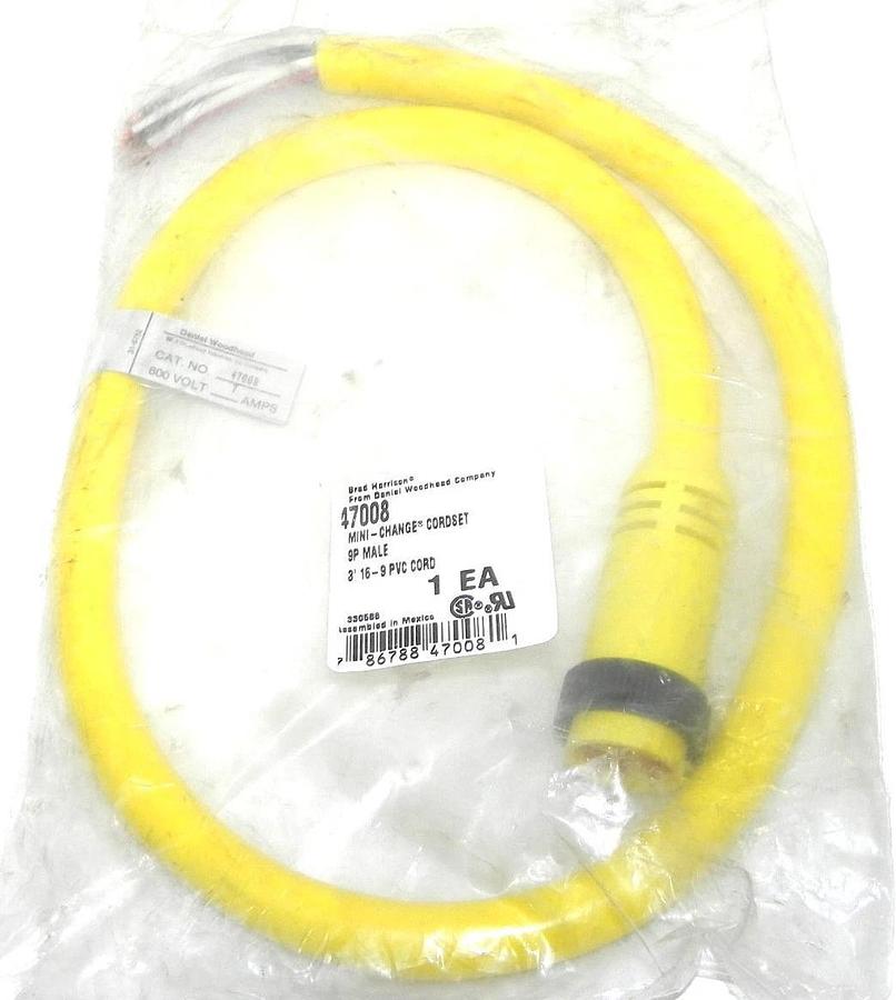 Used NEW BRAD HARRISON 47008 MINI-CHANGE CORDSET 9P MALE 3' 16-9 PVC CORD