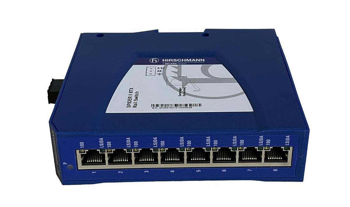 Used NEW HIRSCHMANN SPIDER II 8TX EtherNet RAIL SWITCH 8-PORT 943 957-001 / 943957001