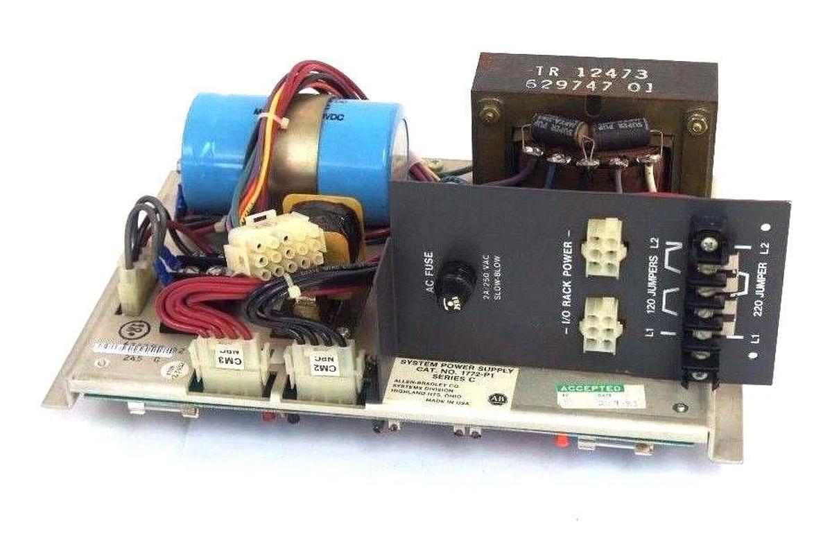 Used LOT OF 2 ALLEN BRADLEY SYSTEM POWER SUPPLY MODULES 1772-P1 SERIES. C, 634790
