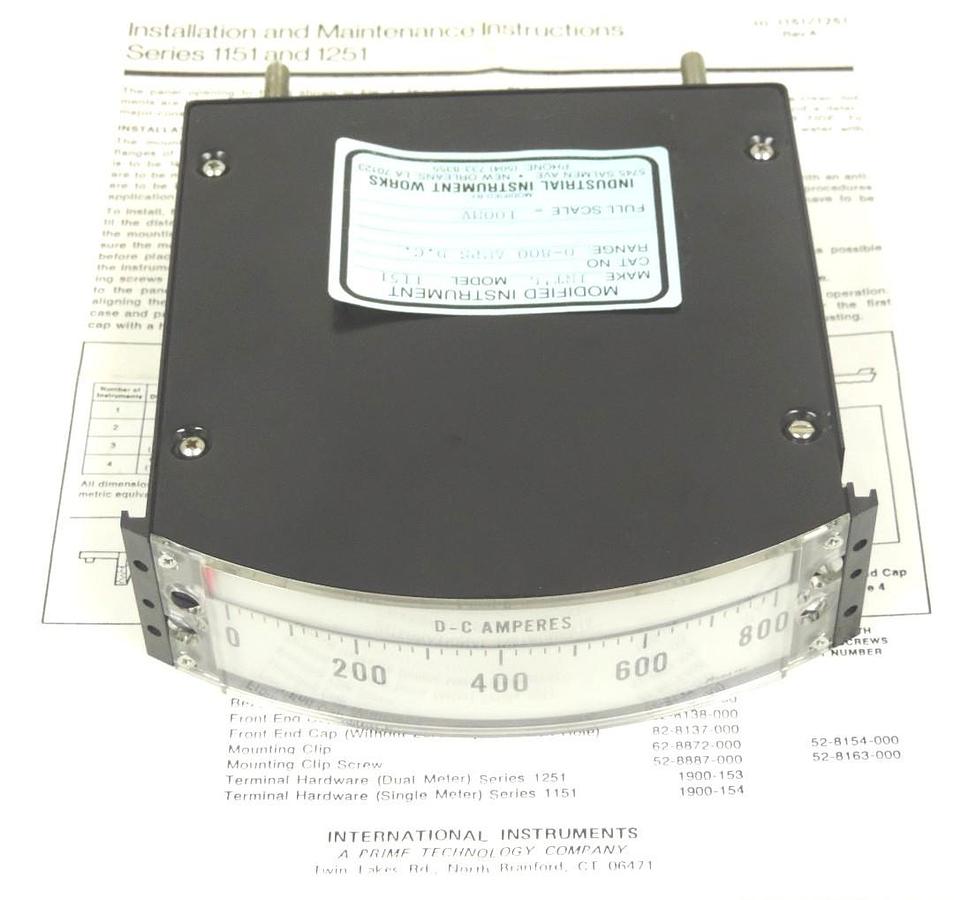 Used NIB INTERNATIONAL INSTRUMENTS 1151 METER RANGE: 0-800 AMPS D.C. FULL SCALE 100MV