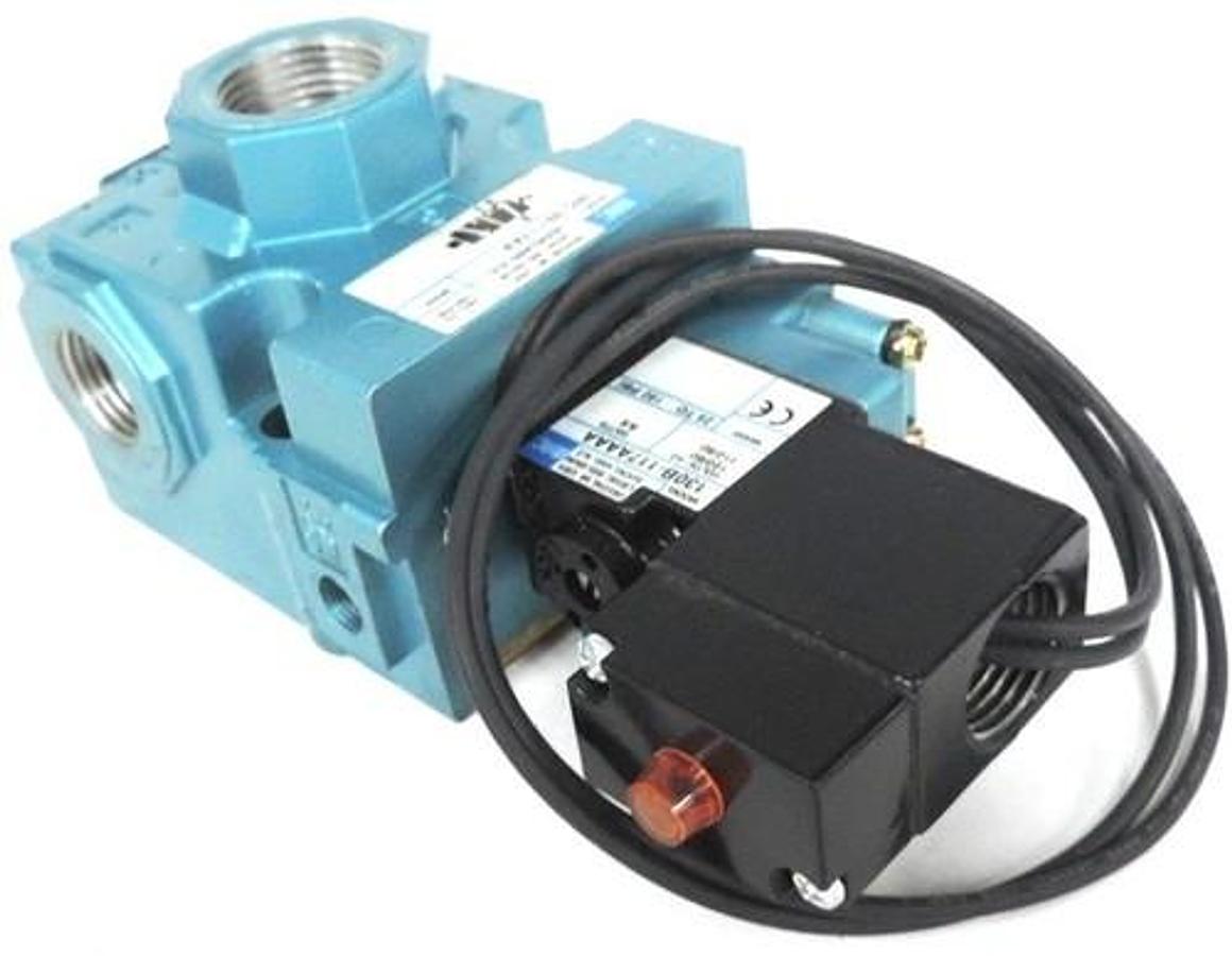 Used MAC 56C-33-117AA VALVE 120VAC 150PSI W/ SOLENOID 130B-117AAAA, 6.8W 25-150PSI