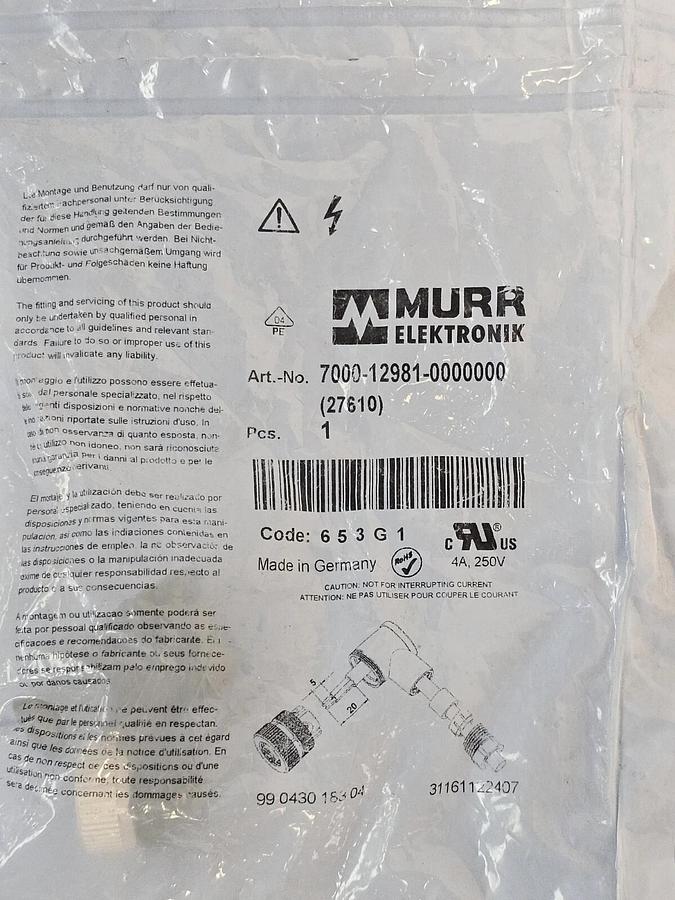 Used LOT OF 3 NEW MURR ELEKTRONIK 7000-12981-0000000 FIELD WIREABLE CONNECTORS