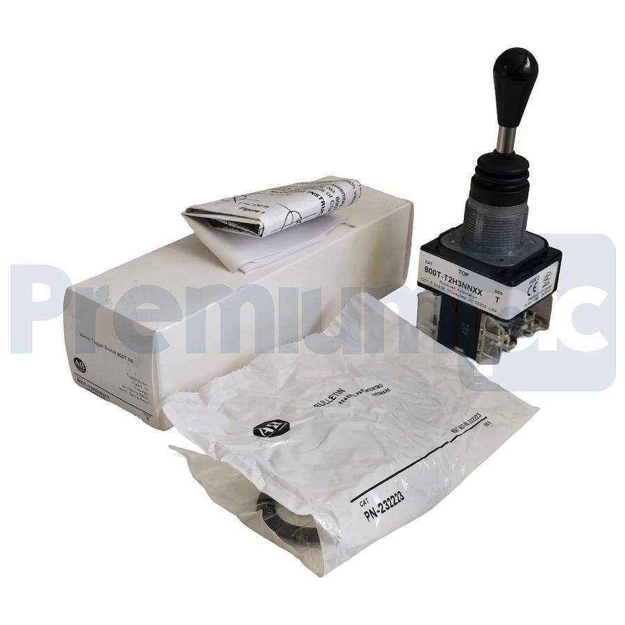Used Allen-Bradley 800T-T2H3NNXX /T 30mm 2-Way Toggle Switch Spring Return, 2NO/2NC