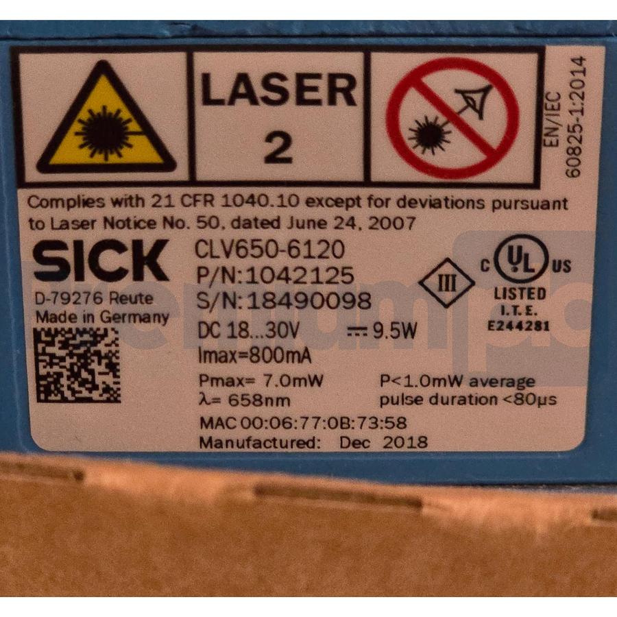 Used SICK CLV650-6120 | 1042125 Fixed Mount Barcode Scanner Auto-Focus Ethernet NSMP