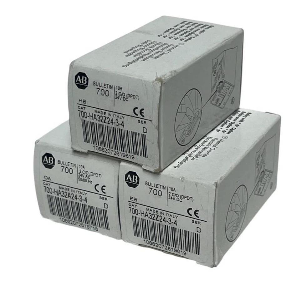(LOT OF 3) Allen-Bradley 700-HA32Z24-3-4 Ser. D General Purpose Relay 24VDC NSMP