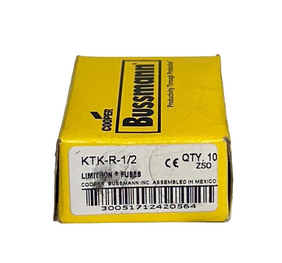 Used 10 COOPER BUSSMANN KTK-R-1/2 / KTKR12 LIMITRON FUSES CLASS CC 0.5A NSMP