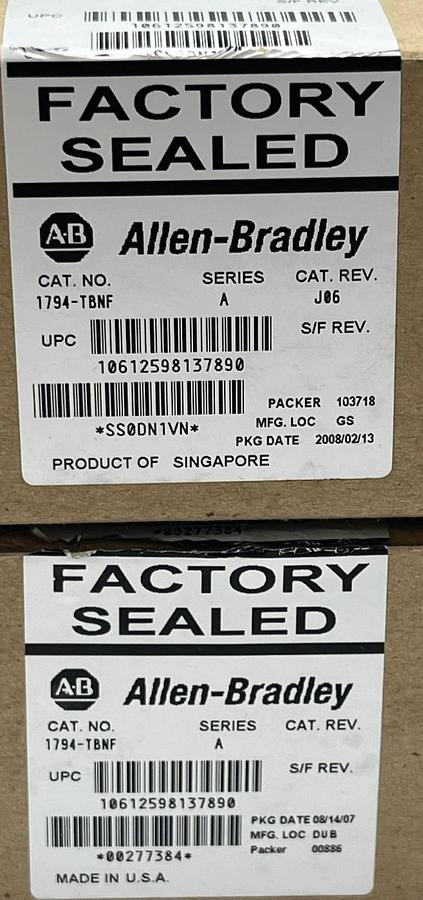 Lot of 2 Allen-Bradley 1794-TBNF Series A FLEX I/O Fused Terminal Base Units