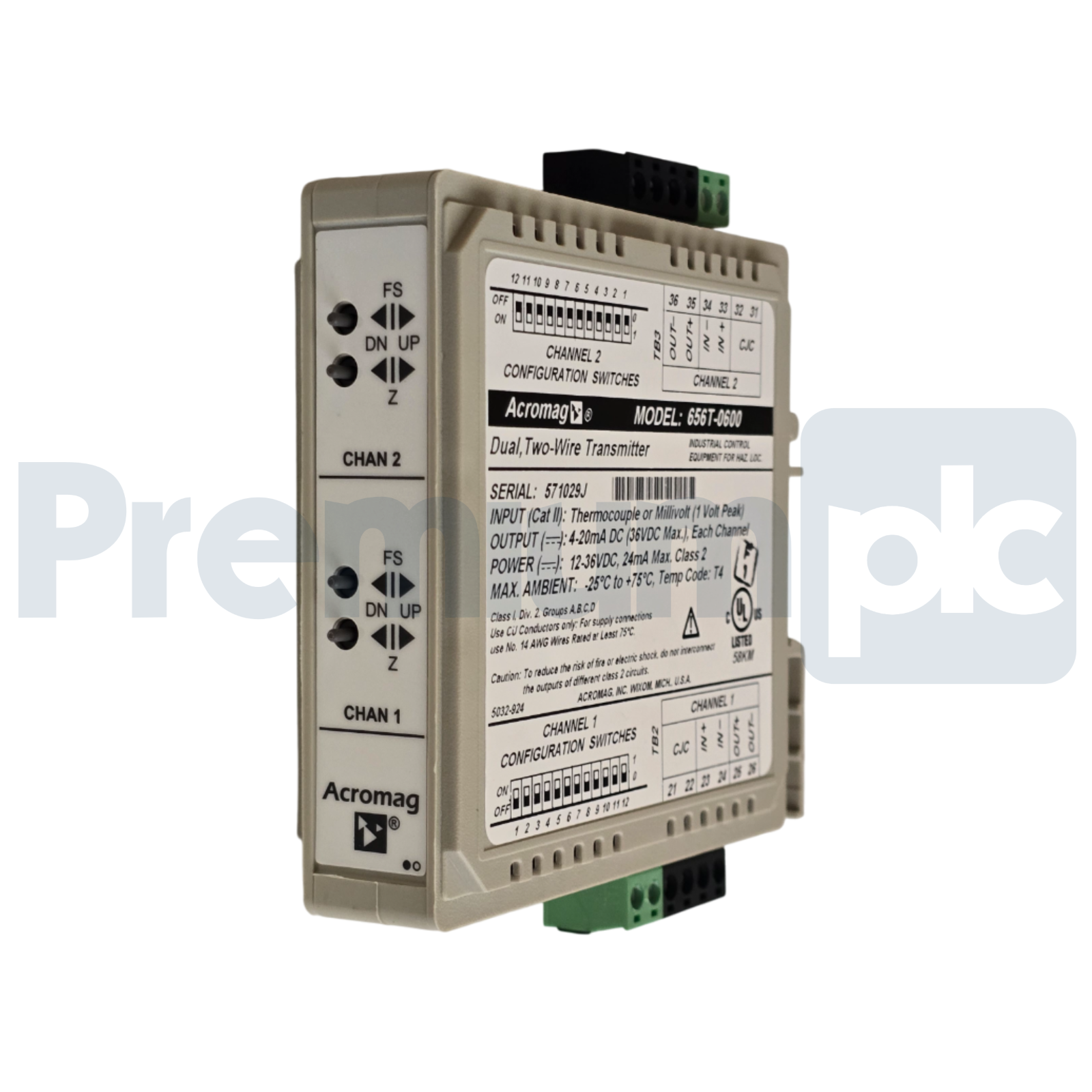 Used ACROMAG 656T-0600 600T DUAL TC/mV INPUT, TWO-WIRE TRANSMITTER 656T0600 NSMP