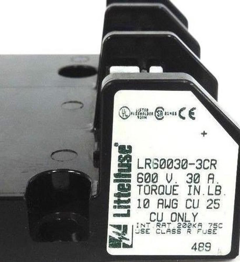 Used NEW LITTELFUSE LR60030-3CR UL CLASS R FUSE BLOCK W/ BOX LUG TERMINAL 600V 30A