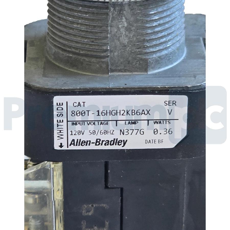 Allen-Bradley 800T-16HGH2KB6AX /V Selector Switch 30mm 2-Pos Green LED 120V NSNP